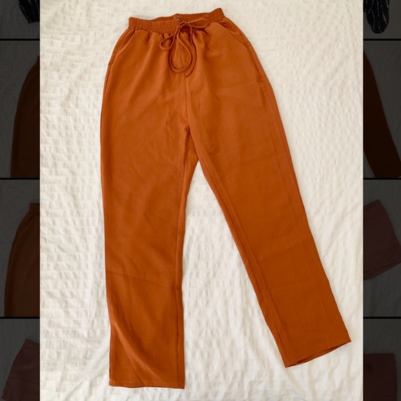 Missguided Rust Tie Waist Pants - Picture 4 of 4